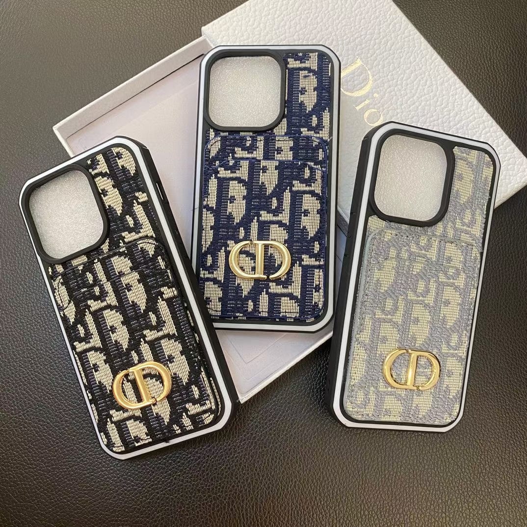 Tunde Store Dior Monogram iPhone Cases with Gold "CD" Logo and Card Holder - Signature Series