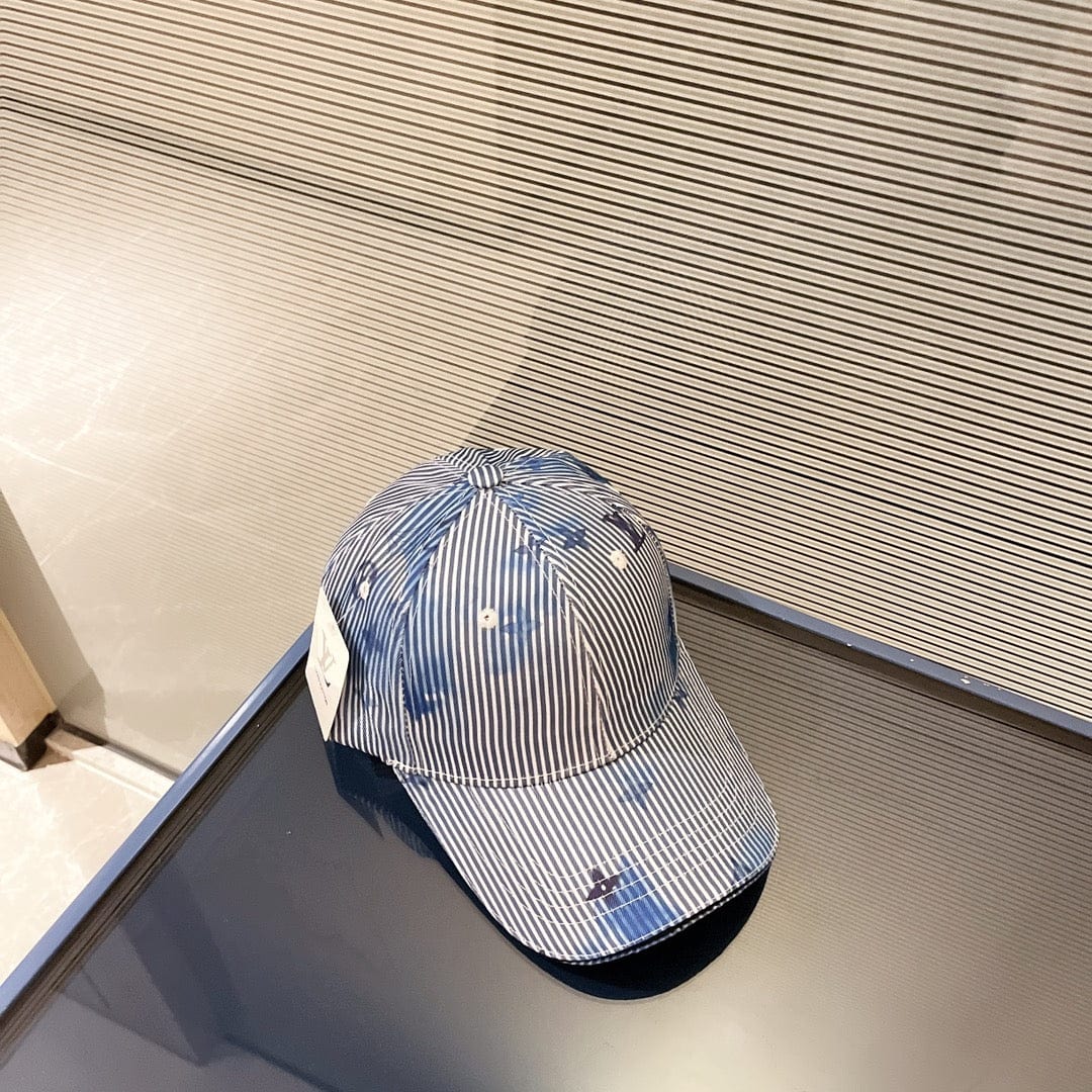 Tunde Store Elegant Blue & White Striped Louis Vuitton Cap with Floral Accents