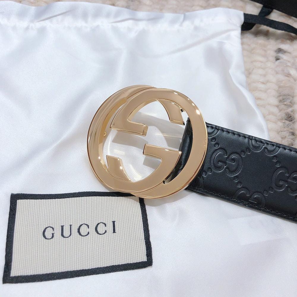 Tunde Store Engraved Black Gucci Belt - Golden Louis Vuitton Buckle