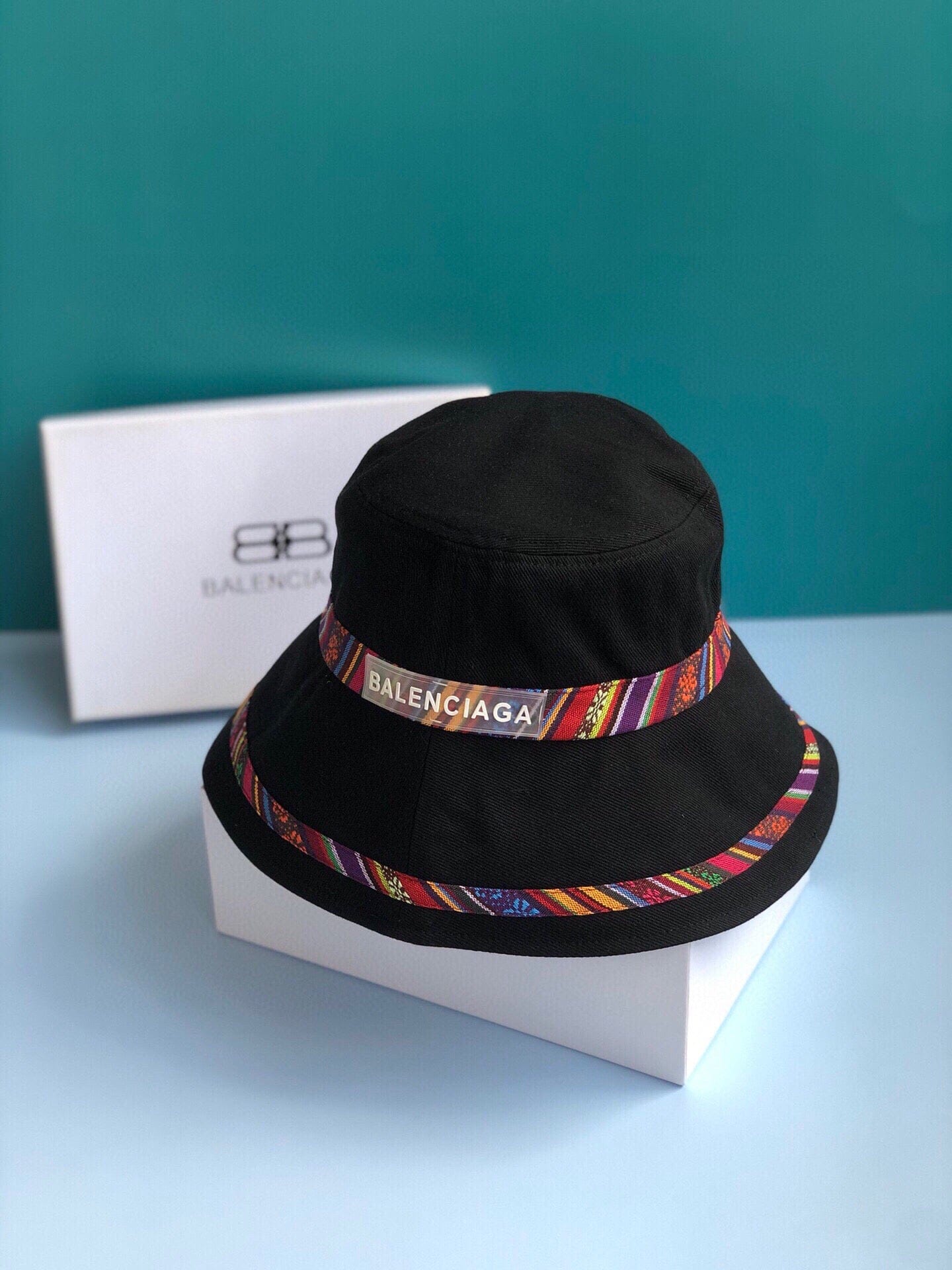 Tunde Store Fashioned Balenciaga Rainbow Black Bucket Hat