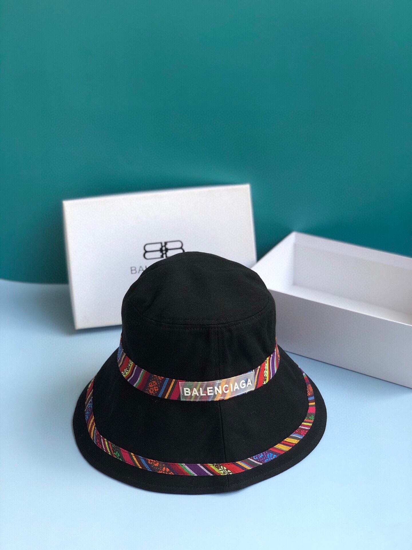 Tunde Store Fashioned Balenciaga Rainbow Black Bucket Hat
