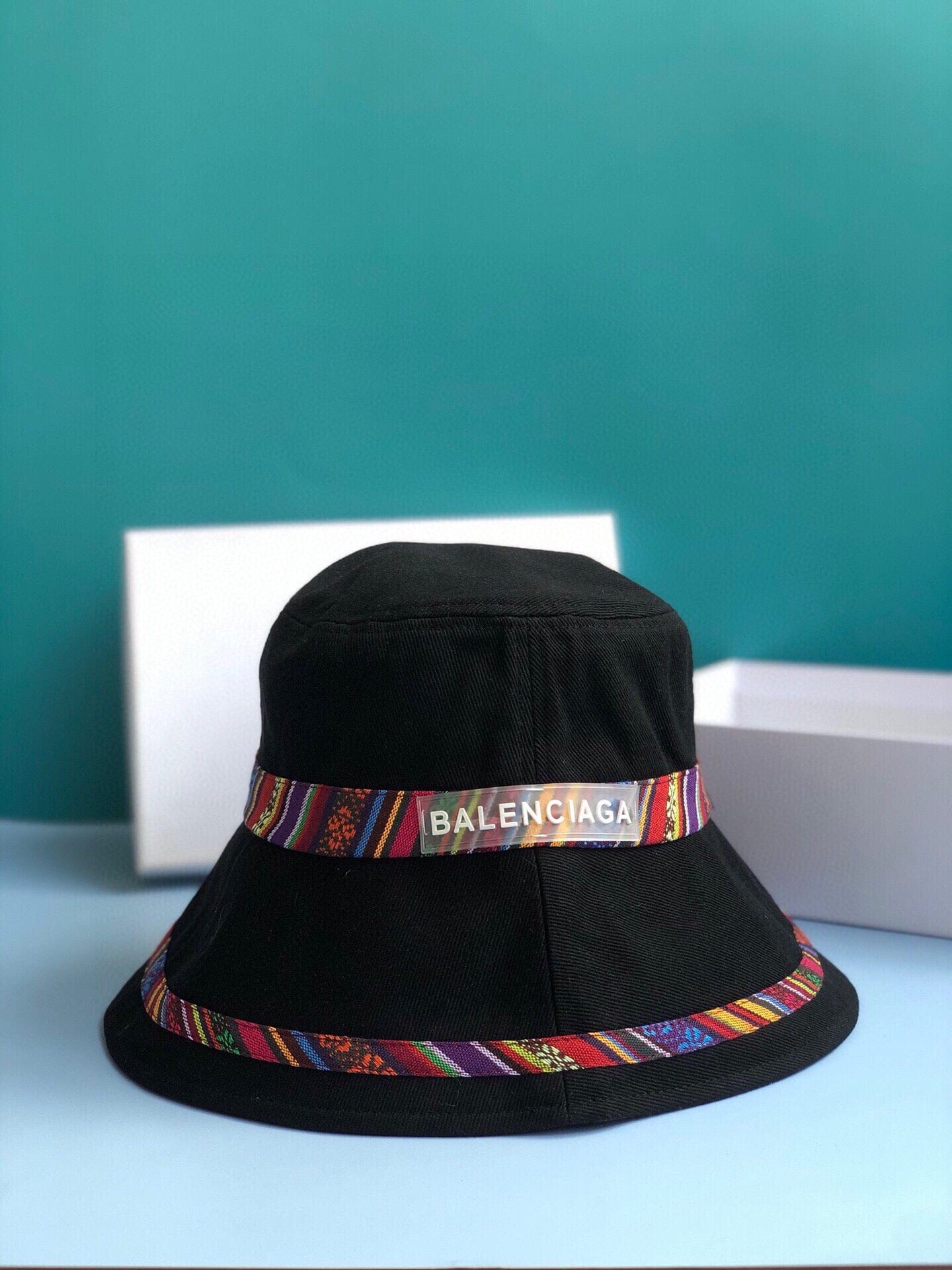Tunde Store Fashioned Balenciaga Rainbow Black Bucket Hat