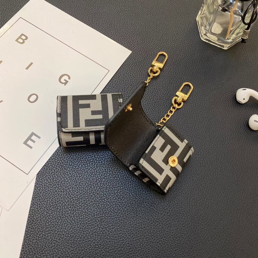 Tunde Store Fendi Monogram Airpod Covers with Gold Chain
