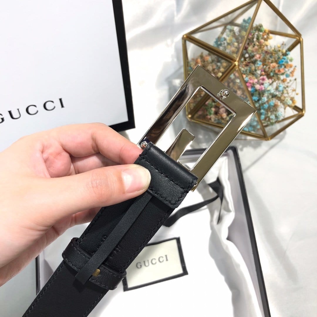 Tunde Store Gucci Black Leather Belt - Glamorous Buckle.