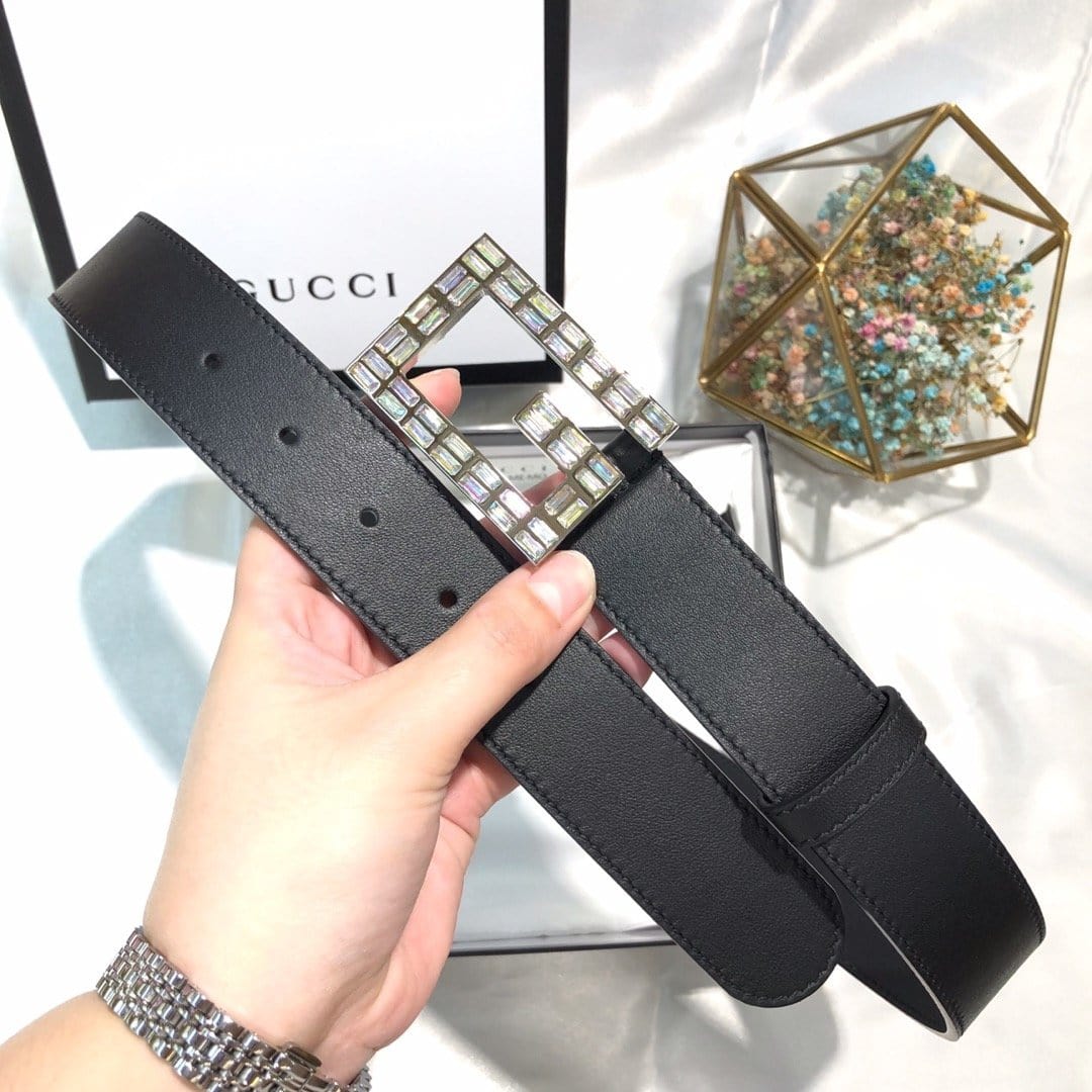 Tunde Store Gucci Black Leather Belt - Glamorous Buckle.