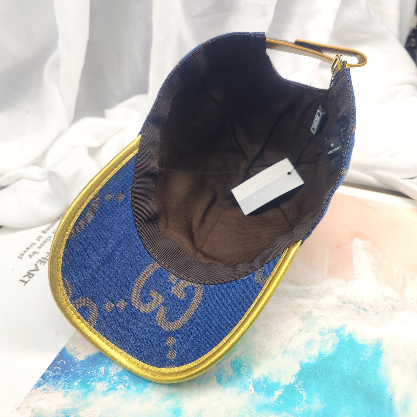 Tunde Store Gucci Blue Cap For Men with Golden Touch