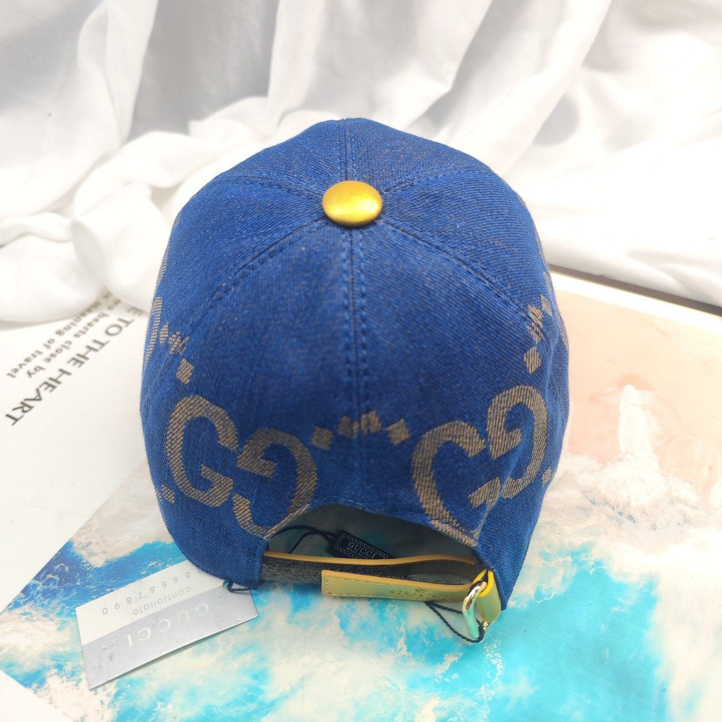Tunde Store Gucci Blue Cap For Men with Golden Touch