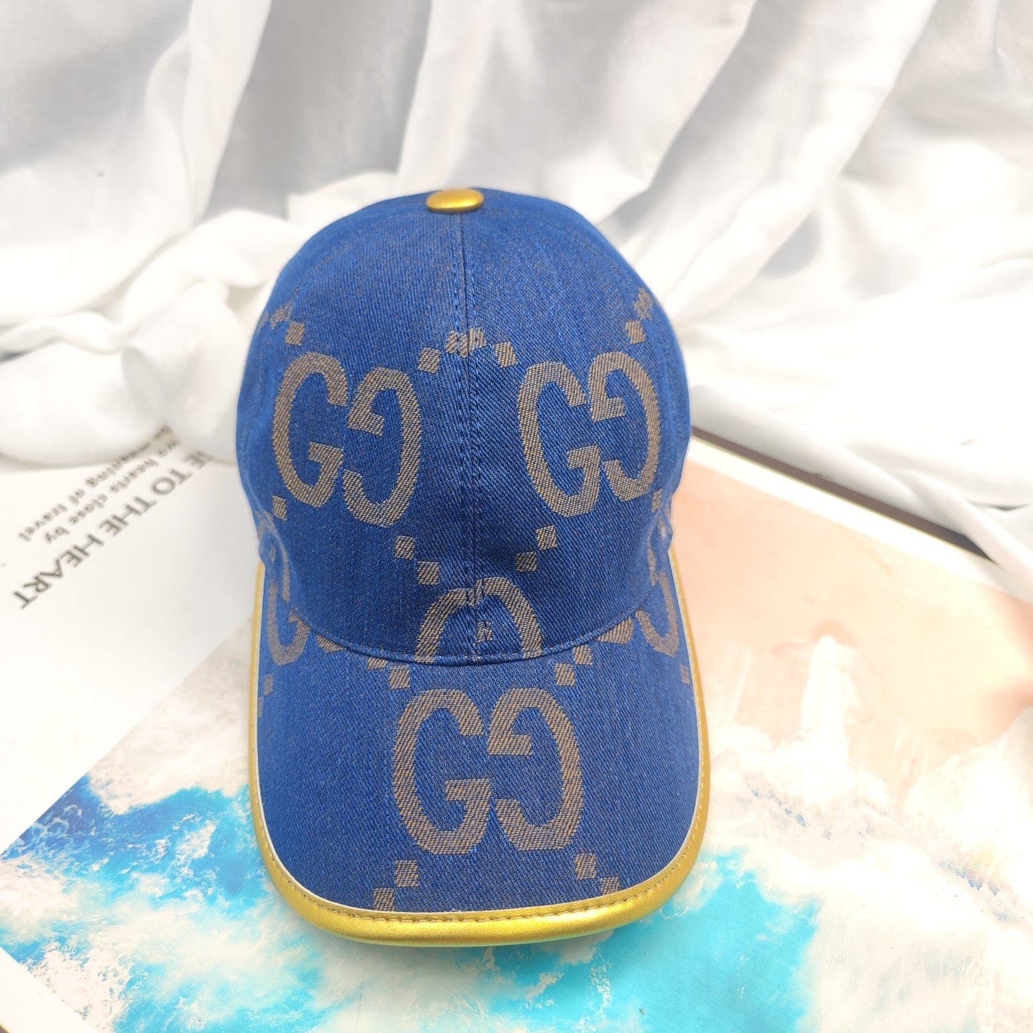 Tunde Store Gucci Blue Cap For Men with Golden Touch