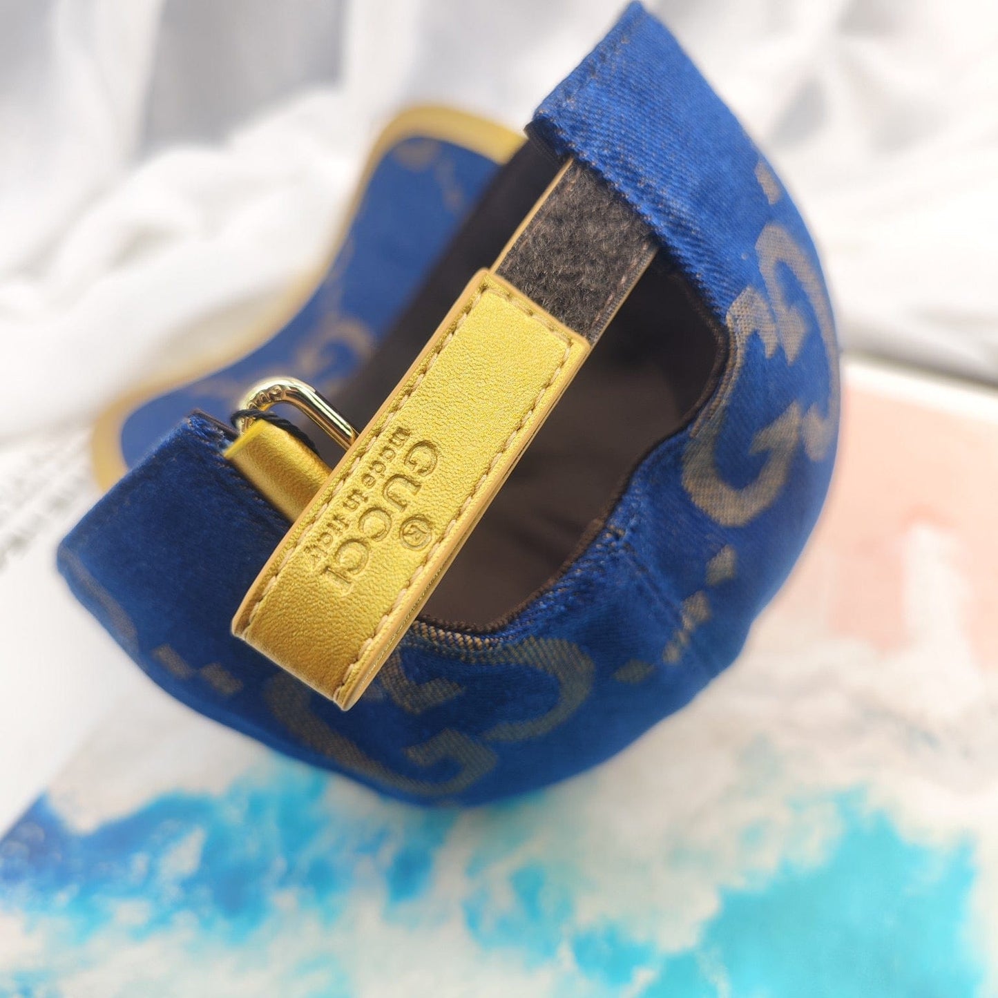 Tunde Store Gucci Blue Cap For Men with Golden Touch