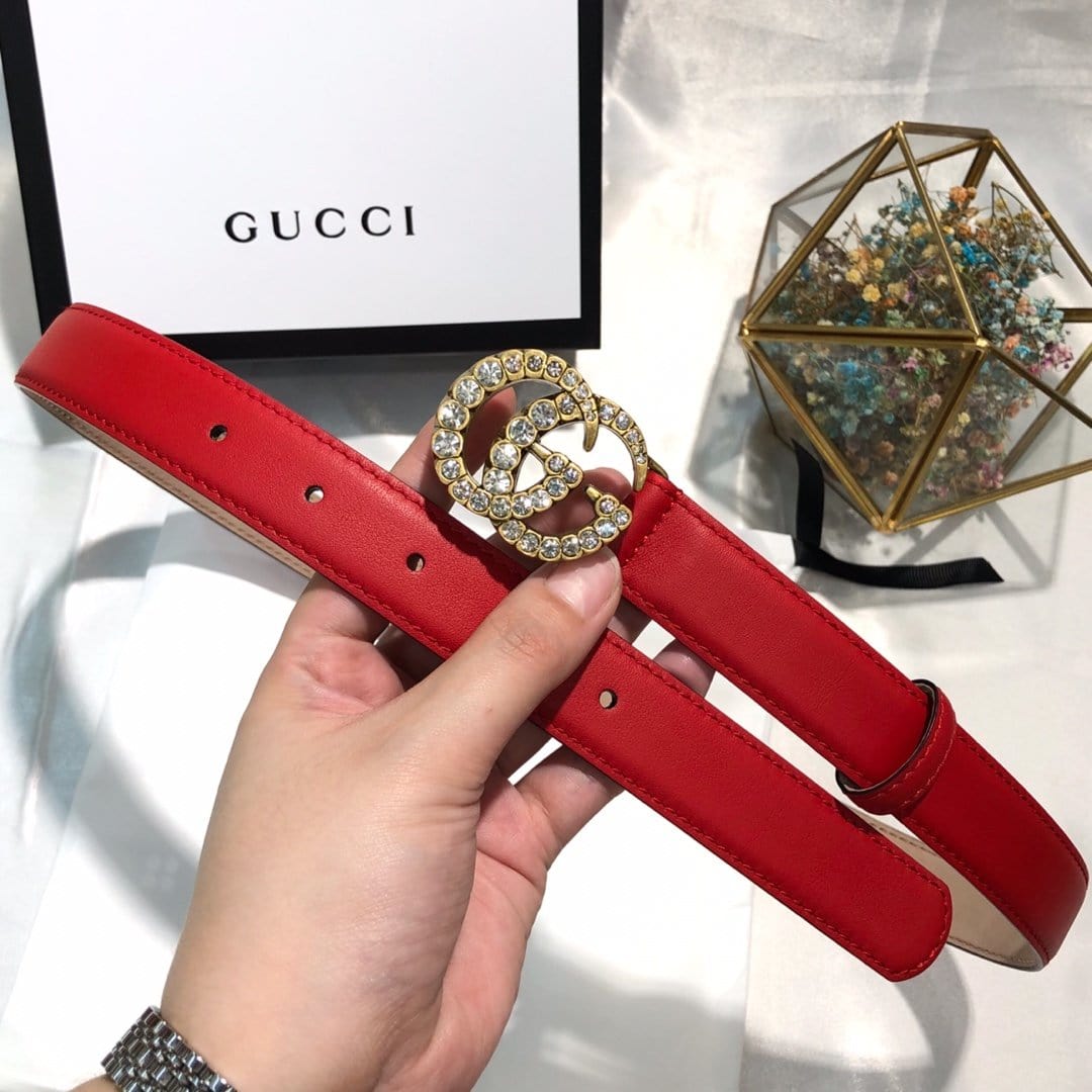 Tunde Store Gucci Crimson Leather Belt - Glamorous Buckle