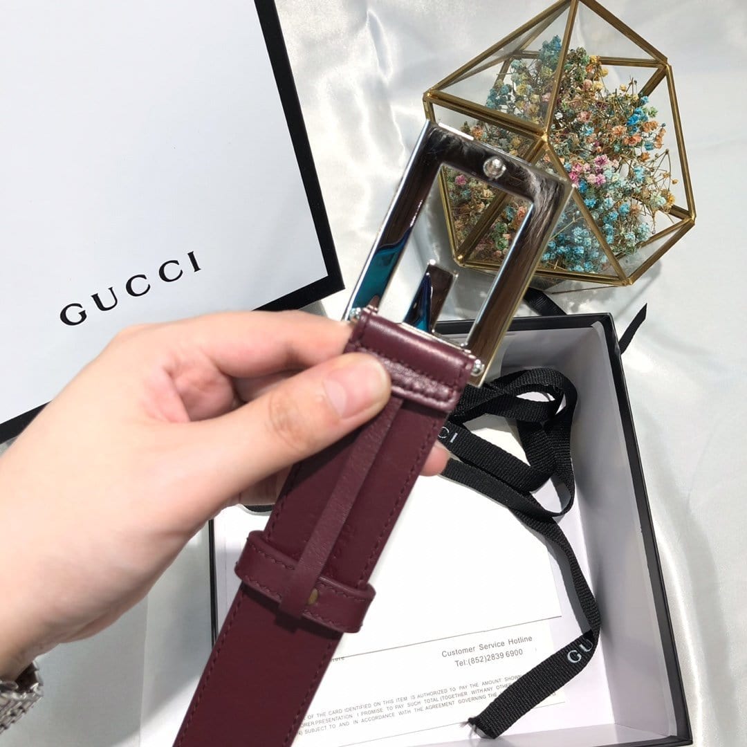 Tunde Store Gucci Mahogany Leather Belt - Glamorous Buckle