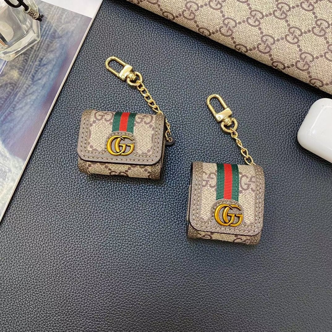 Tunde Store Gucci Monogram AirPods Covers with Keychain - Set of Four