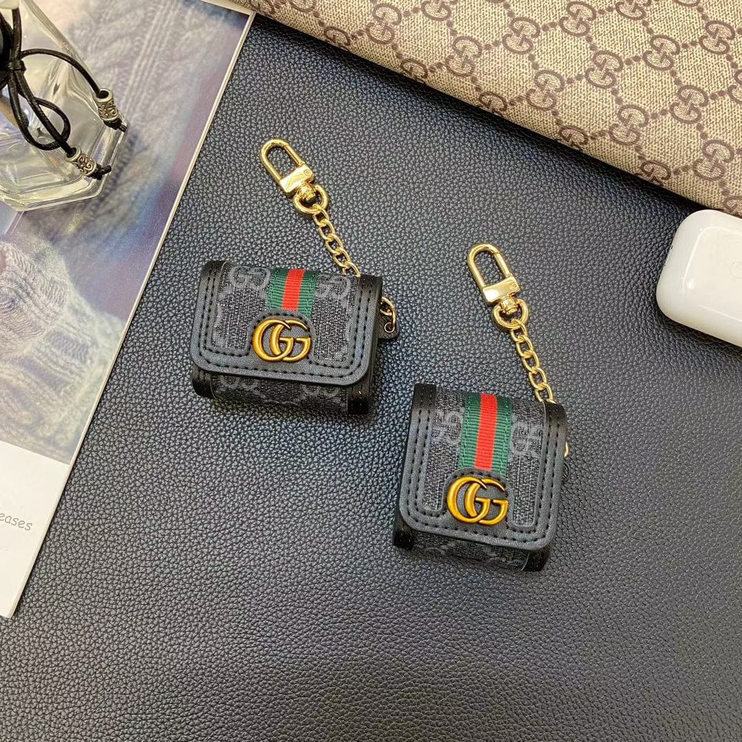 Tunde Store Gucci Monogram AirPods Covers with Keychain - Set of Four