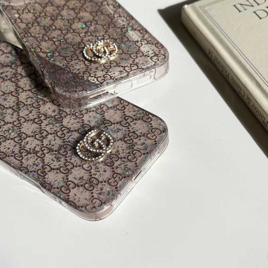 Tunde Store Gucci Monogram Glitter iPhone Case with Rhinestone GG Logo