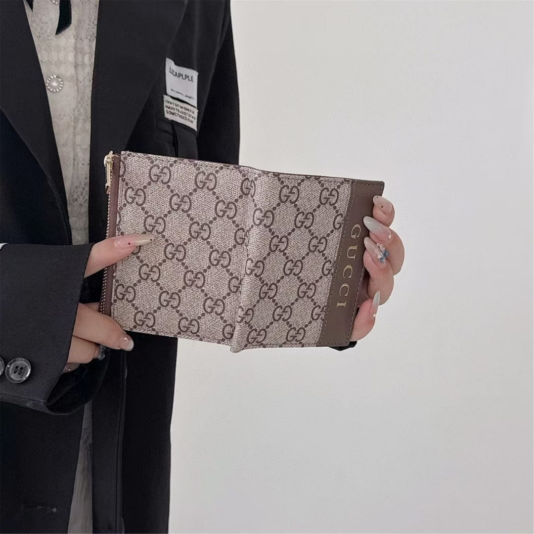 Tunde Store Gucci Monogram Zip Wallet with Gold Logo – Bifold Design