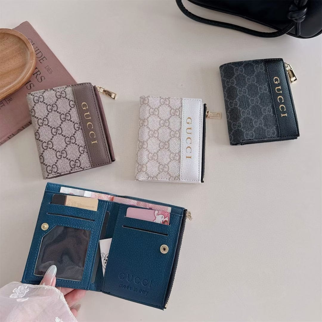 Tunde Store Gucci Monogram Zip Wallet with Gold Logo – Bifold Design