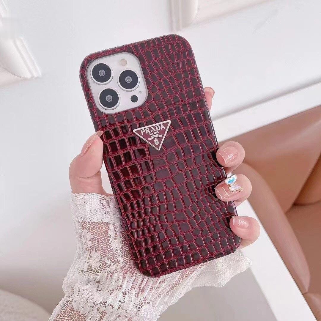 Tunde Store Leather Prada iPhone 15 Cases | Prada Phone Case for iPhone 15