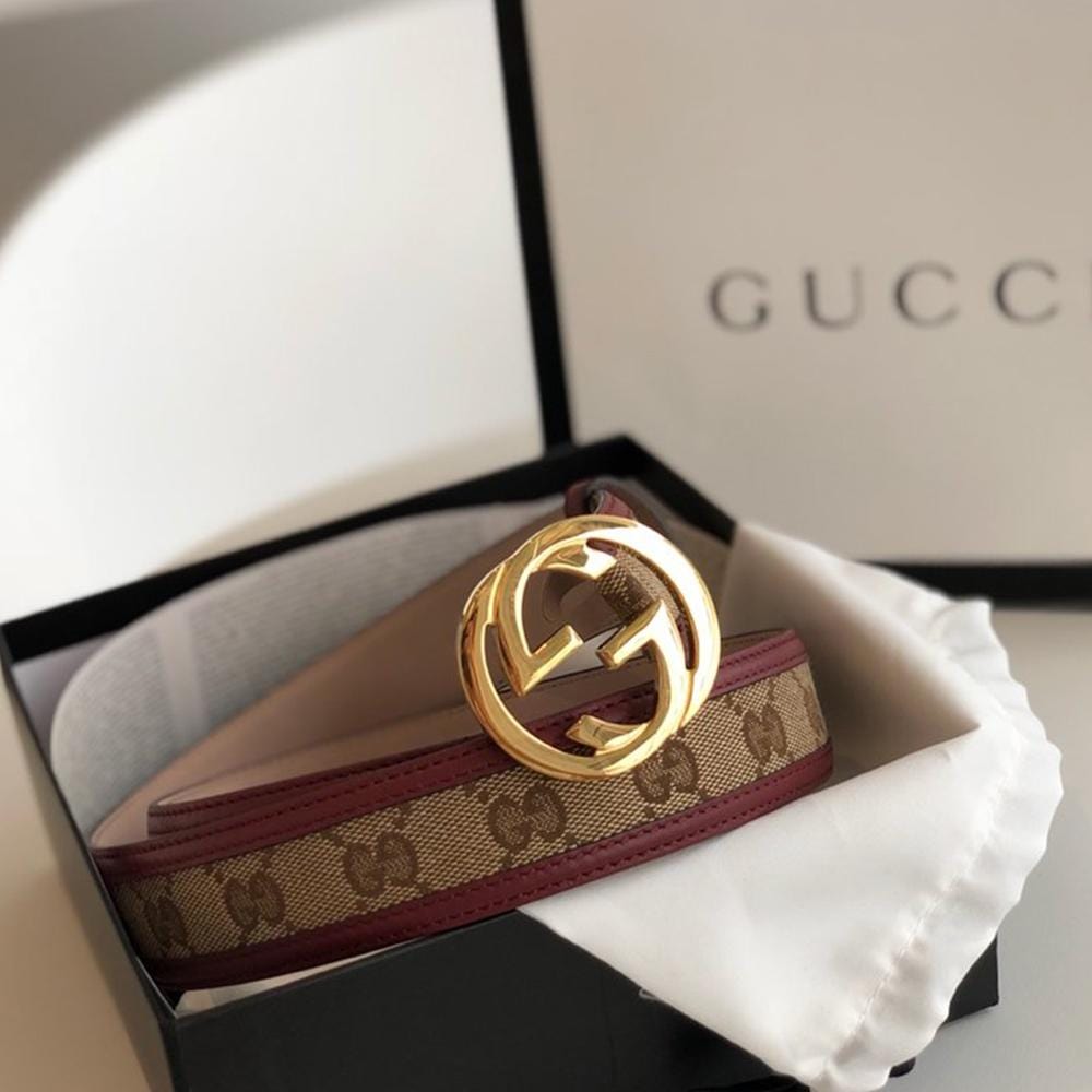 Tunde Store Limited Edition Burgundy & Brown Leather Gucci Belt