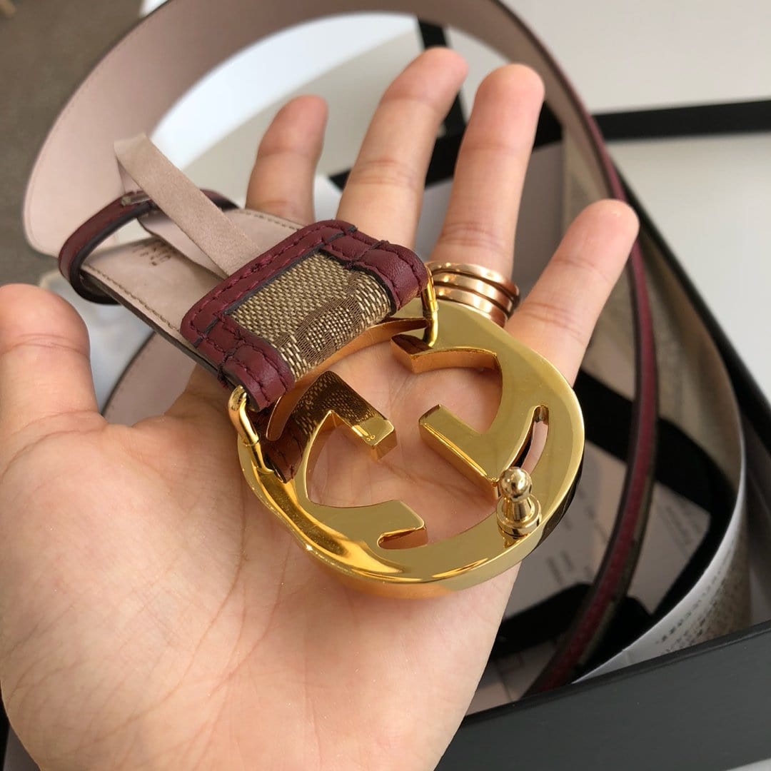 Tunde Store Limited Edition Burgundy & Brown Leather Gucci Belt