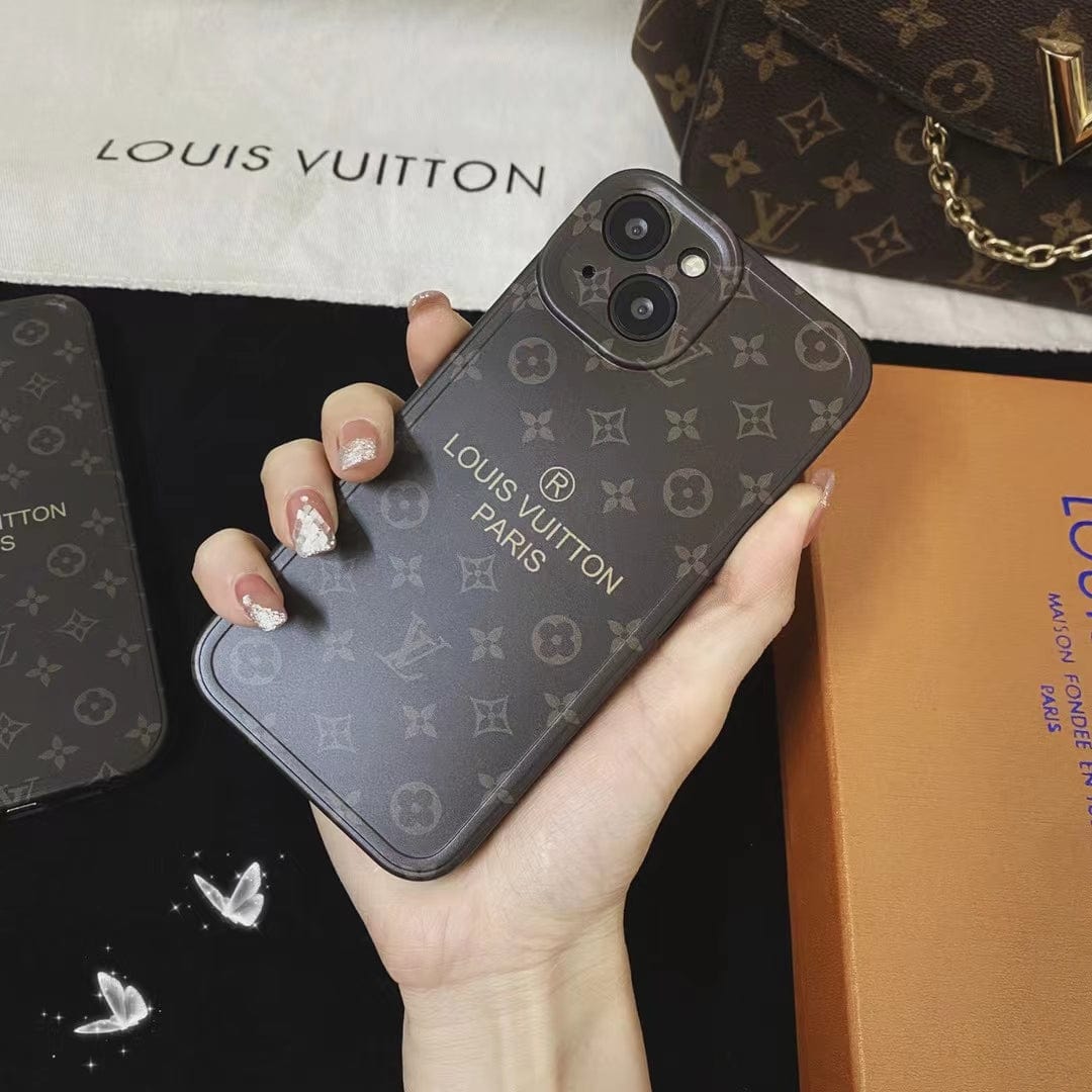 Tunde Store Louis Vuitton Classic Monogram iPhone Cases with Gold Branding
