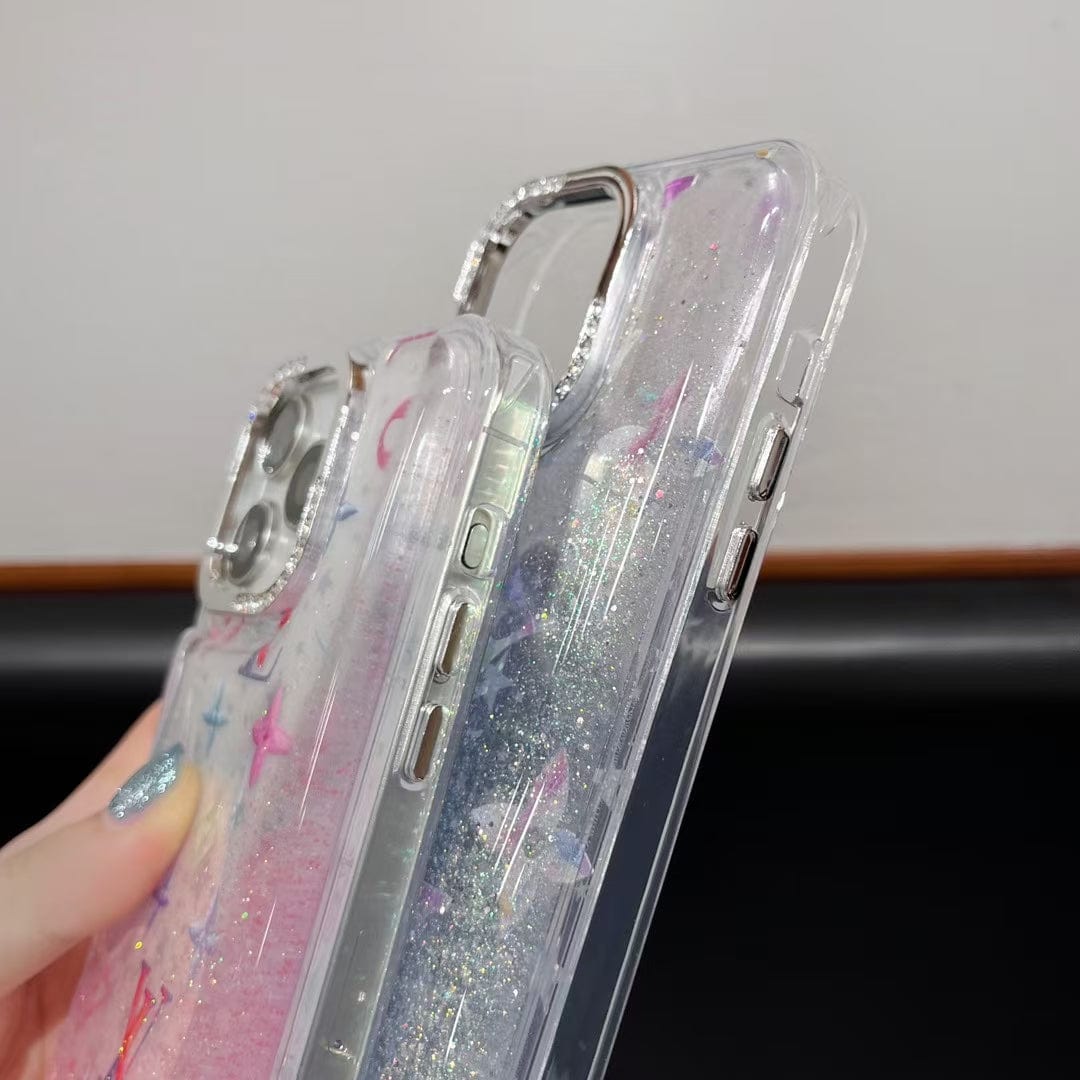 Tunde Store Louis Vuitton Glitter Sparkle Monogram iPhone Case with Rhinestone Camera Ring