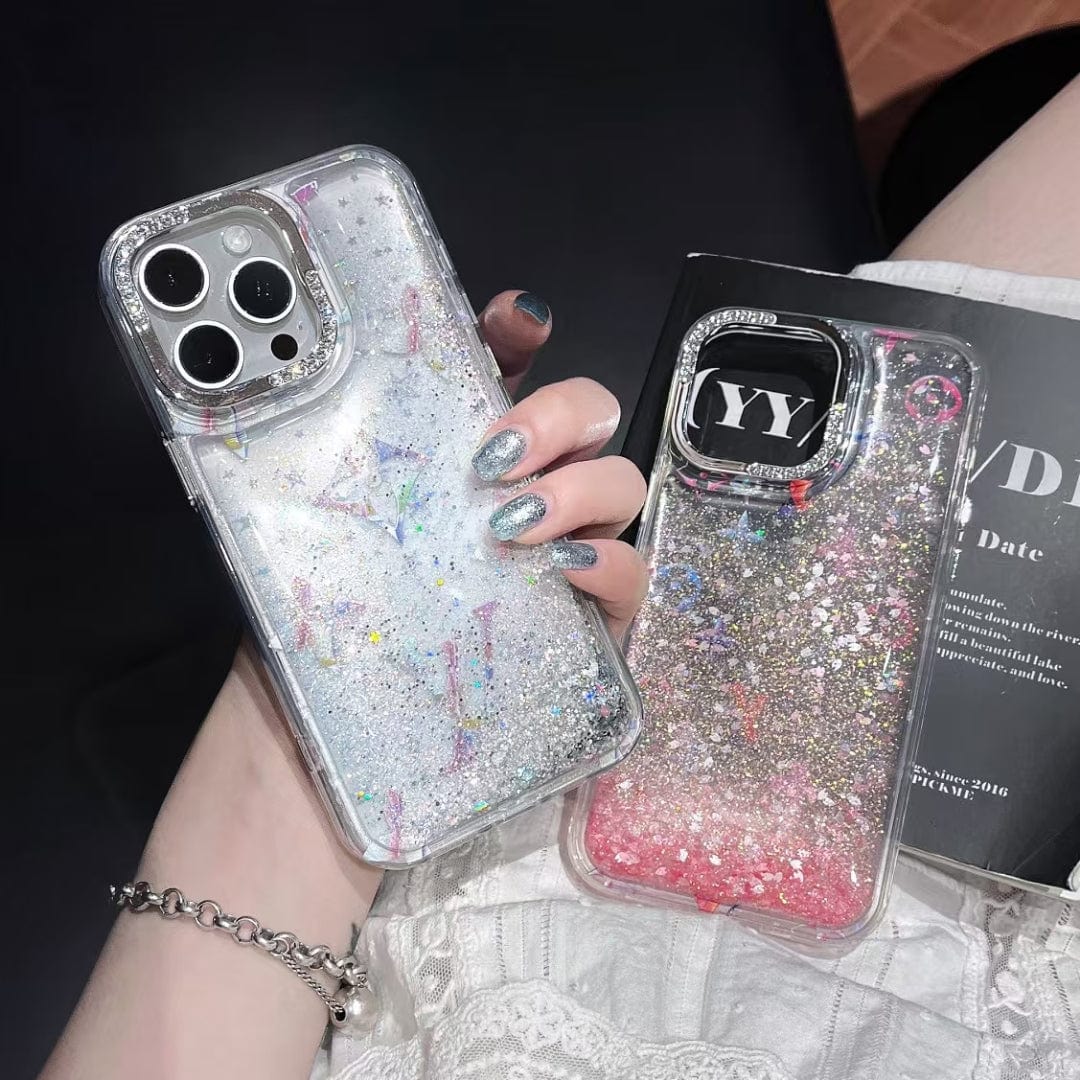 Tunde Store Louis Vuitton Glitter Sparkle Monogram iPhone Case with Rhinestone Camera Ring