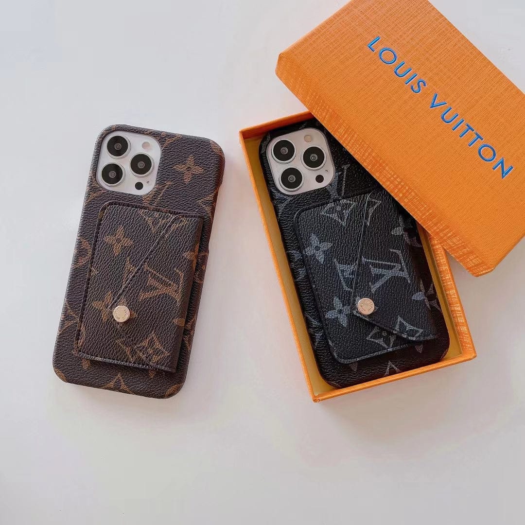 Tunde Store Louis Vuitton Leather Back Pocket Phone Case for iPhone 14