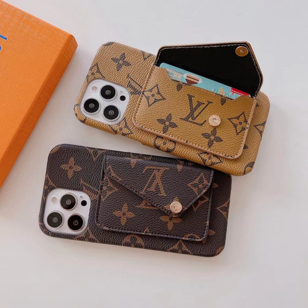 Tunde Store Louis Vuitton Leather Back Pocket Phone Case for iPhone 14
