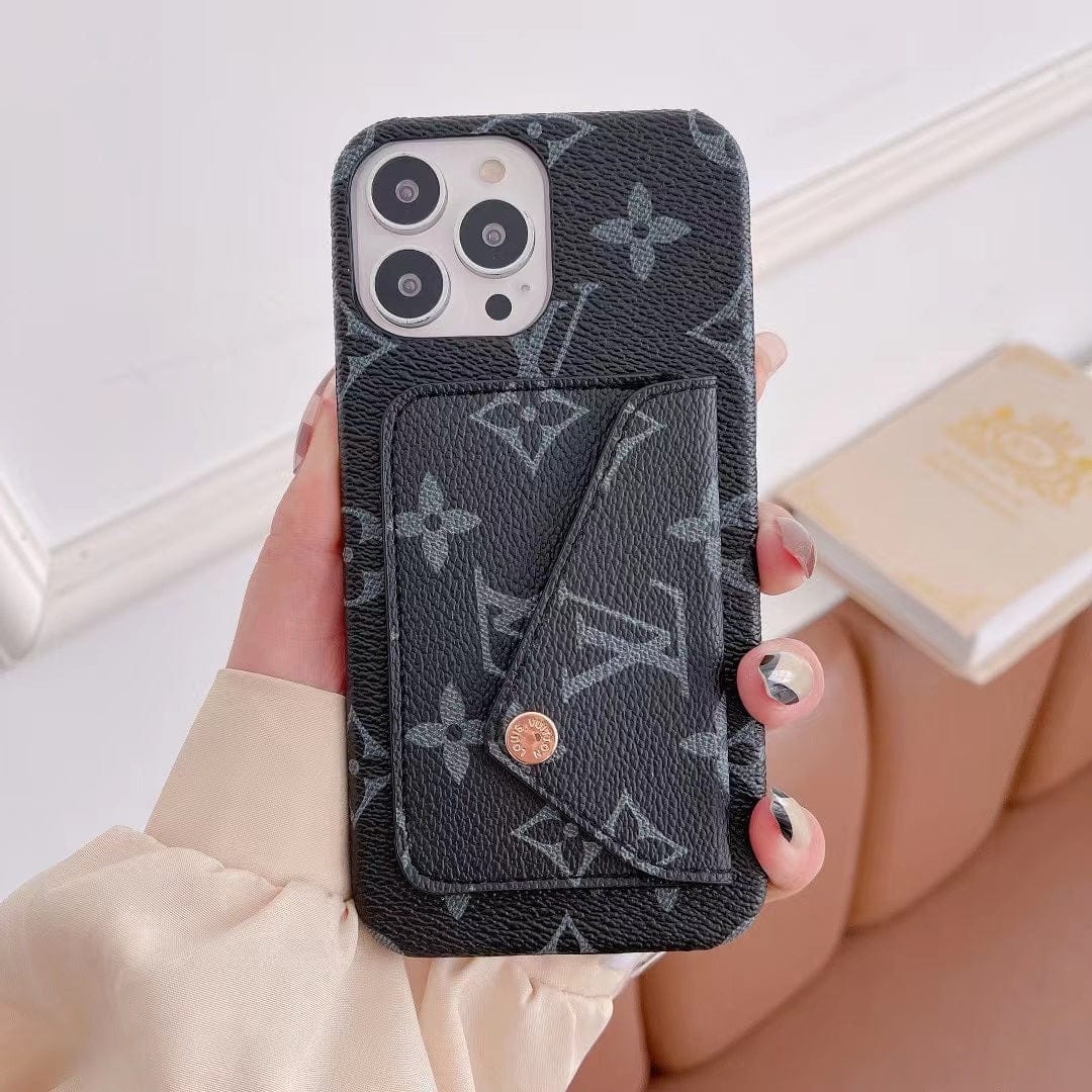 Tunde Store Louis Vuitton Leather Back Pocket Phone Case for iPhone 14