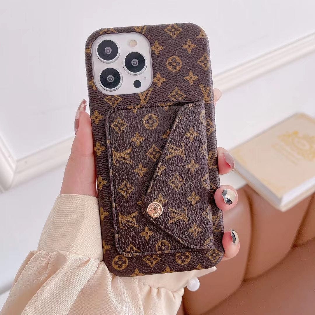Tunde Store Louis Vuitton Leather Back Pocket Phone Case for iPhone 14