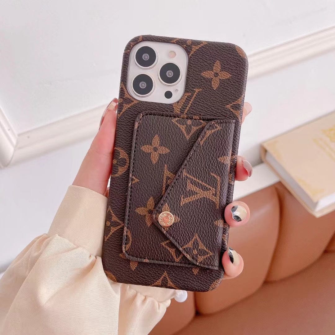 Tunde Store Louis Vuitton Leather Back Pocket Phone Case for iPhone 14