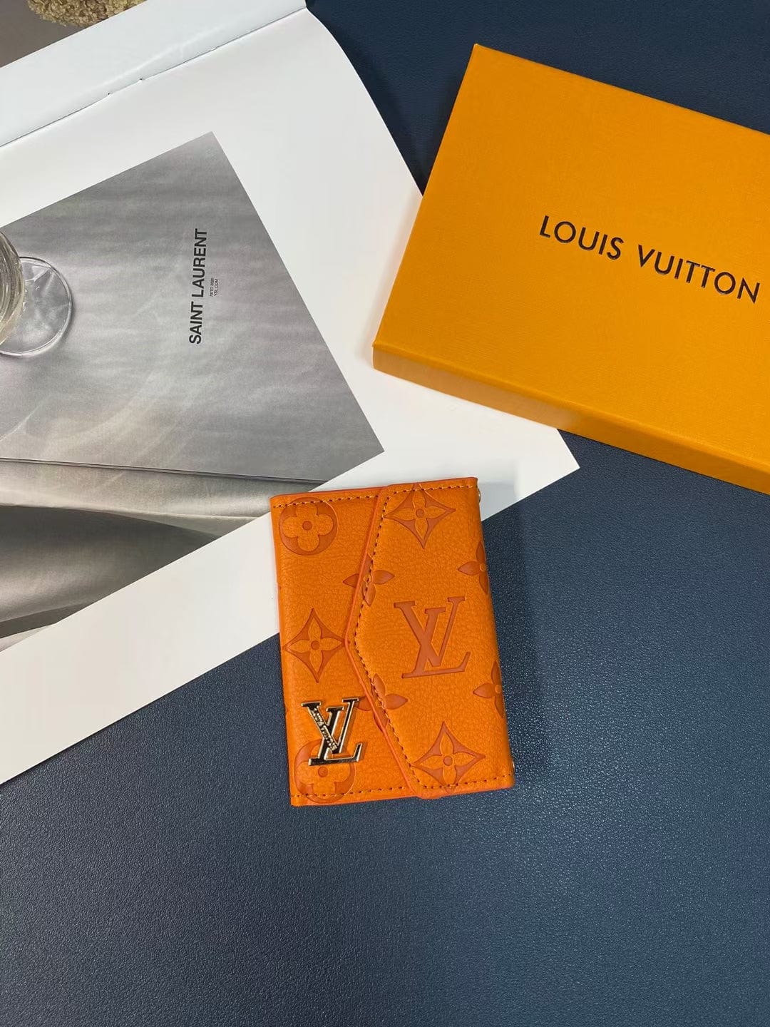 Tunde Store Louis Vuitton Monogram Embossed Credit Card Holders Wallet with LV Logo