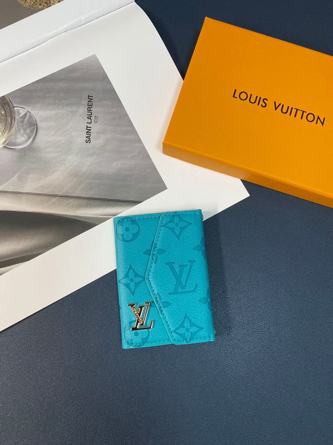 Tunde Store Louis Vuitton Monogram Embossed Credit Card Holders Wallet with LV Logo