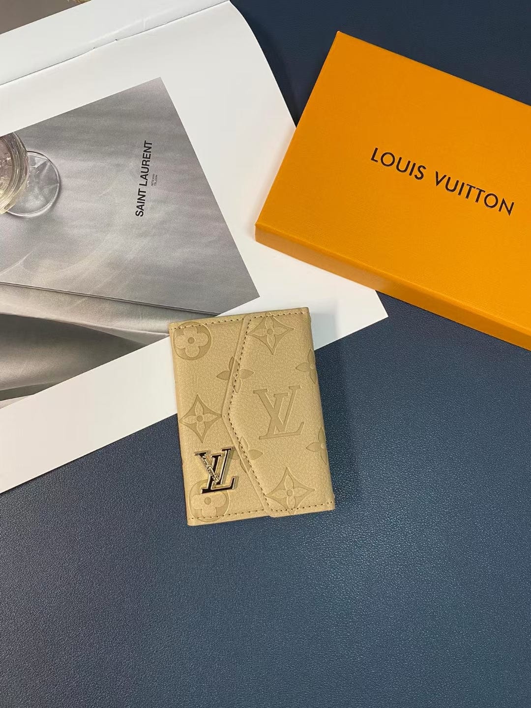 Tunde Store Louis Vuitton Monogram Embossed Credit Card Holders Wallet with LV Logo