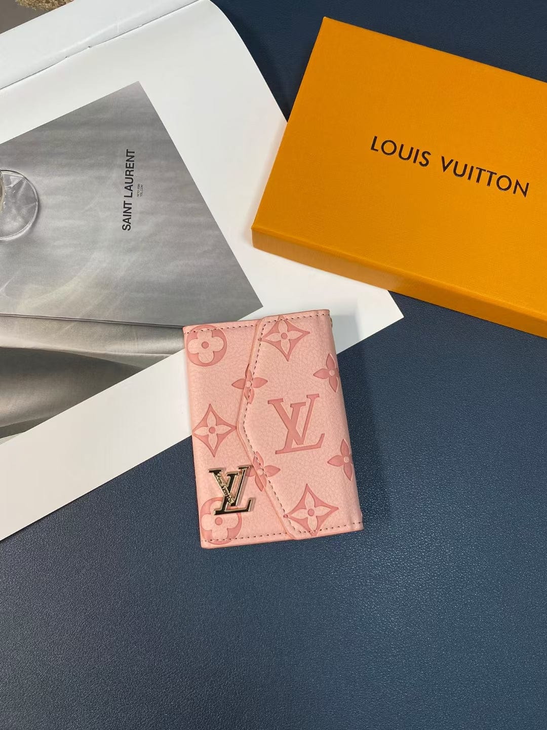 Tunde Store Louis Vuitton Monogram Embossed Credit Card Holders Wallet with LV Logo