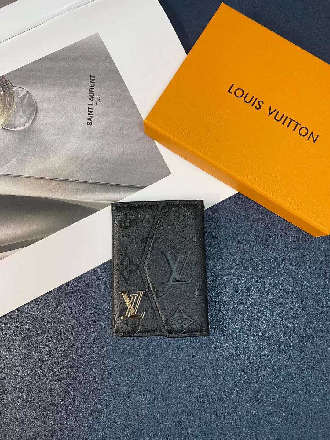 Tunde Store Louis Vuitton Monogram Embossed Credit Card Holders Wallet with LV Logo