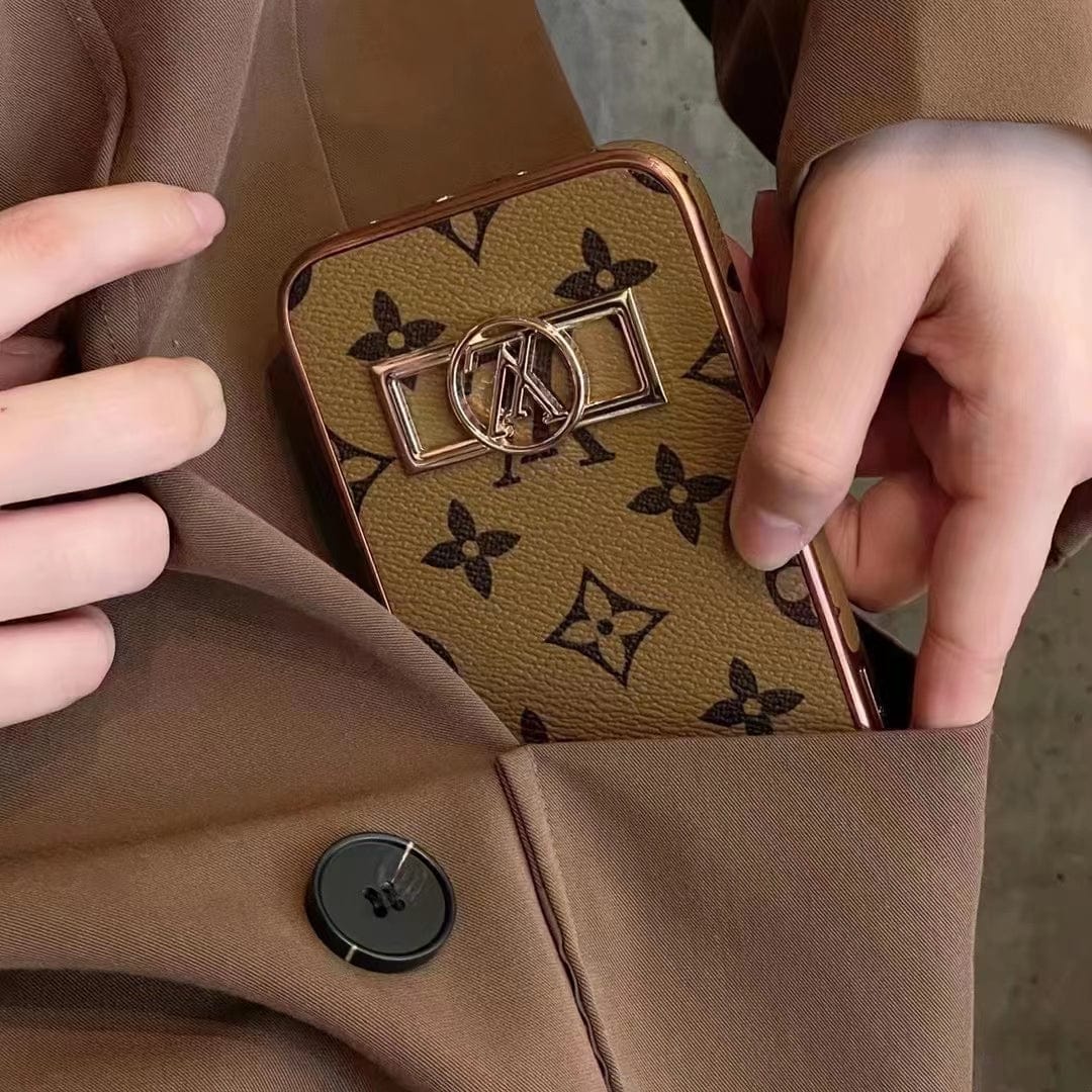 Tunde Store Louis Vuitton Monogram iPhone 15 Case with Golden Louis Vuitton Inlay