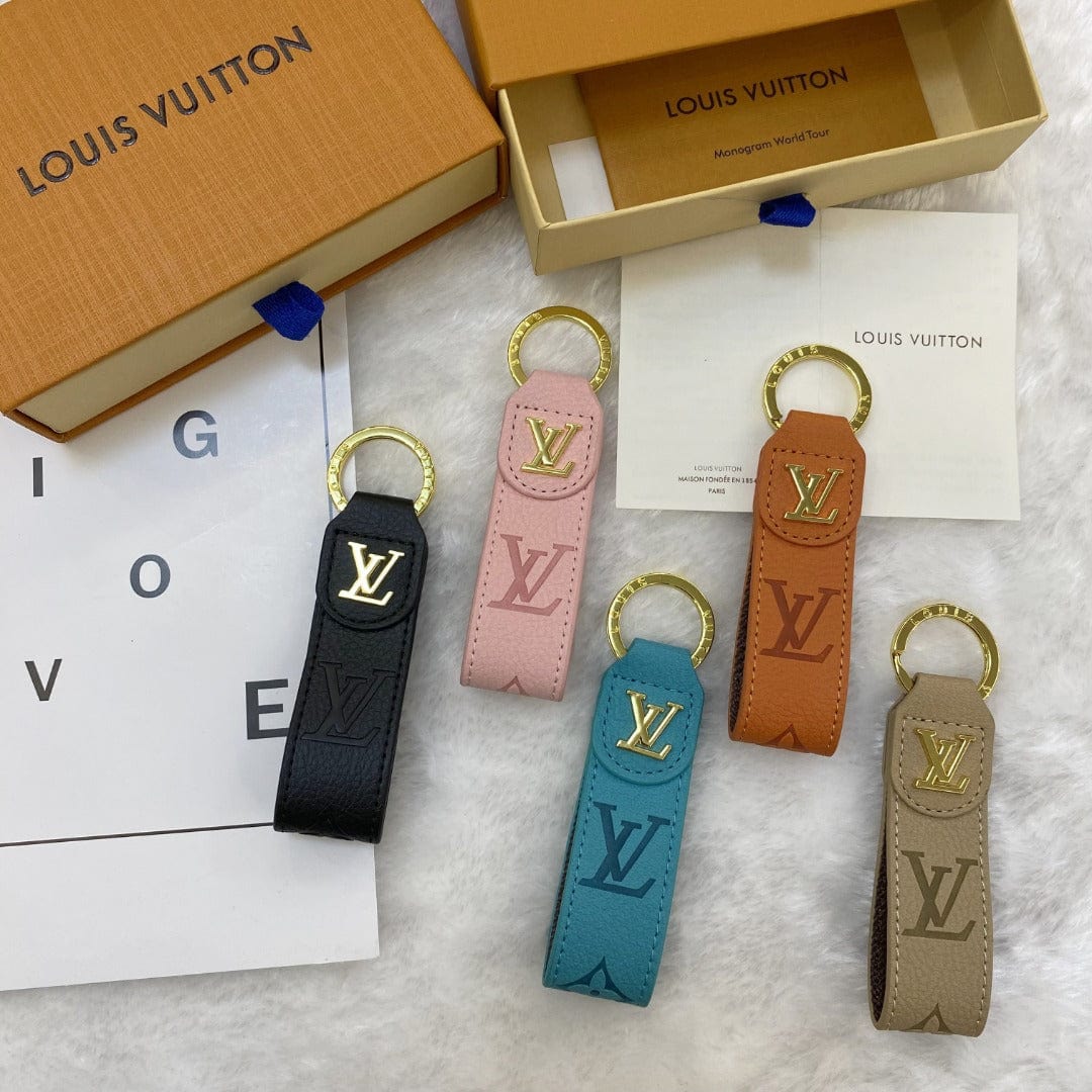 Tunde Store Louis Vuitton Monogram Leather Key Holders with Gold LV Logo | LV Keychain