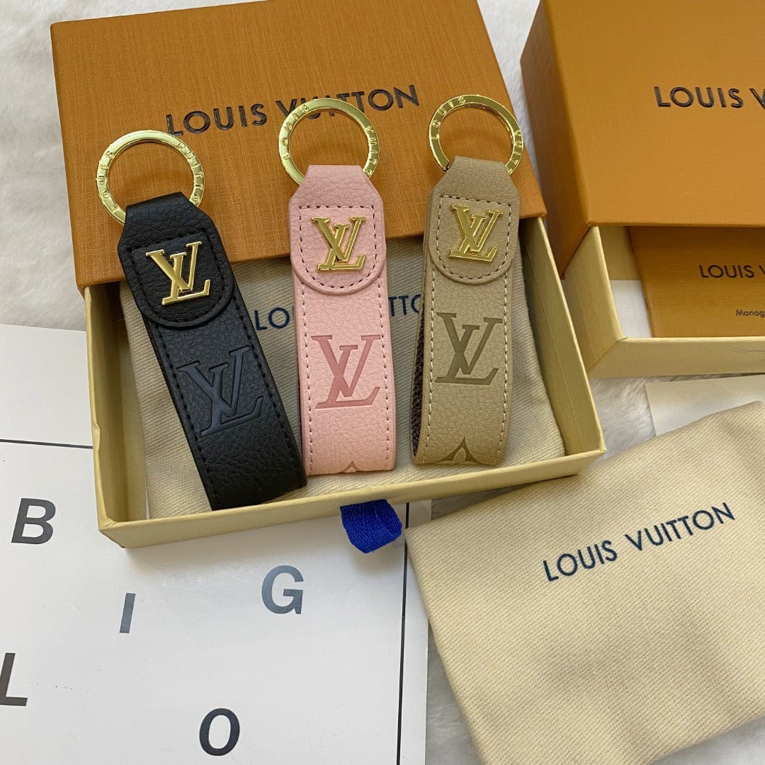 Tunde Store Louis Vuitton Monogram Leather Key Holders with Gold LV Logo | LV Keychain