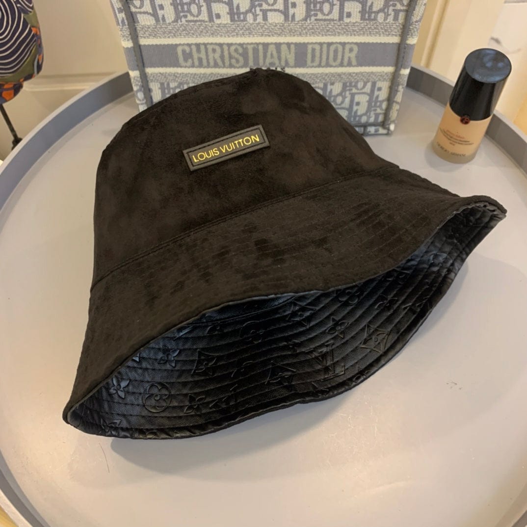 Tunde Store Louis Vuitton Reversible Black Suede and Embossed Leather Bucket Hat