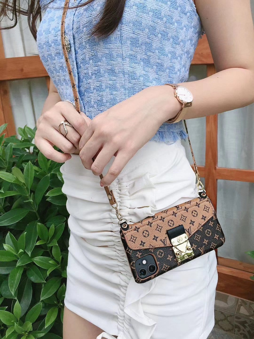 Tunde Store Louis Vuitton Shoulder Strap Leather iPhone Case