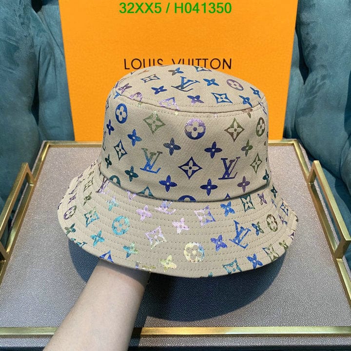 Tunde Store Louis Vuitton White Rainbow Bucket Hat for women - Light Effect Hat