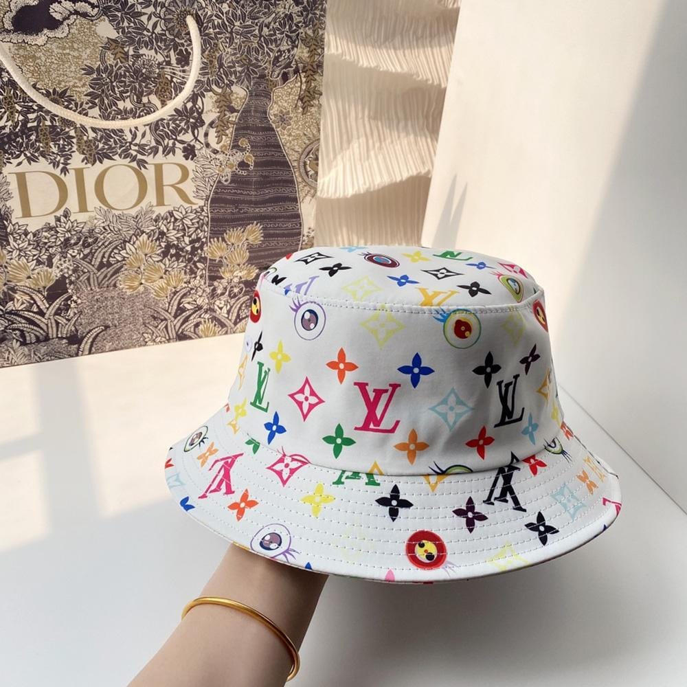 Tunde Store Louis Vuitton White Rainbow Bucket Hat for women | Women Hat