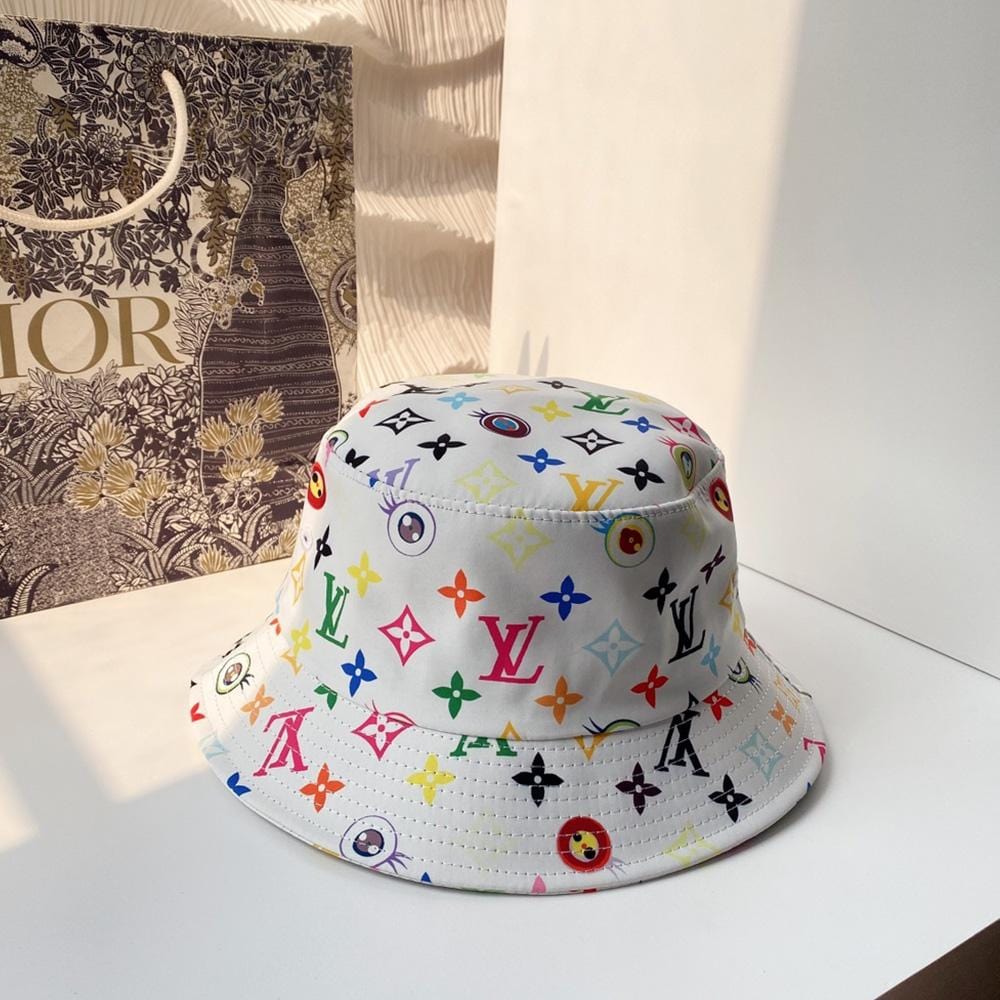 Tunde Store Louis Vuitton White Rainbow Bucket Hat for women | Women Hat