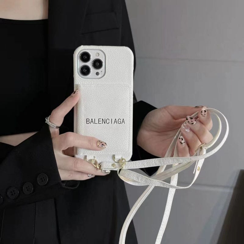 Tunde Store White Leather iPhone Cover with Back Pocket
