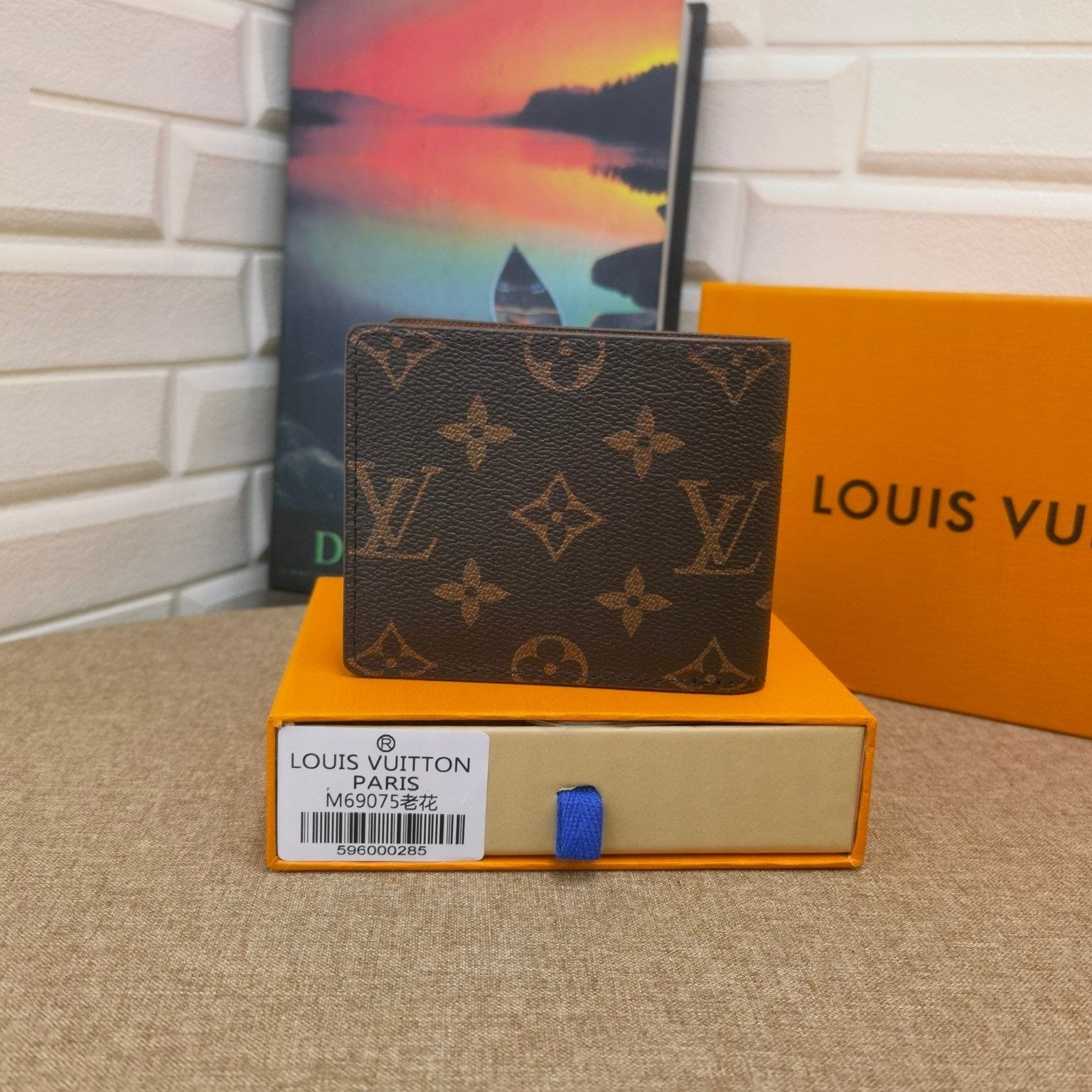 CherifCrochet Black Leather Louis Vuitton Wallet With Gray Monogram