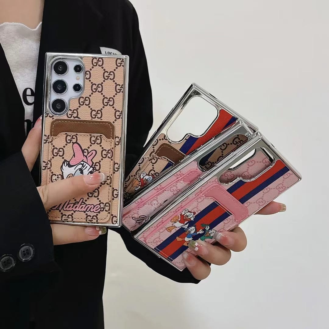 CherifCrochet Cartoon-Themed Designer Phone Case with Card Holder for Samsung S23 and S24