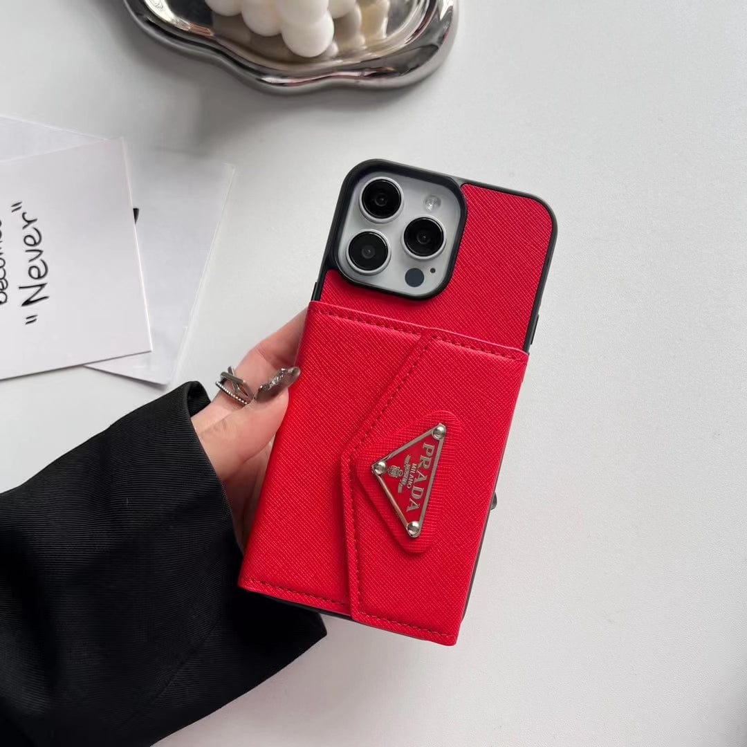 CherifCrochet Prada-Inspired Designer iPhone Case with Card Holder – Available for iPhone 13 to iPhone 16