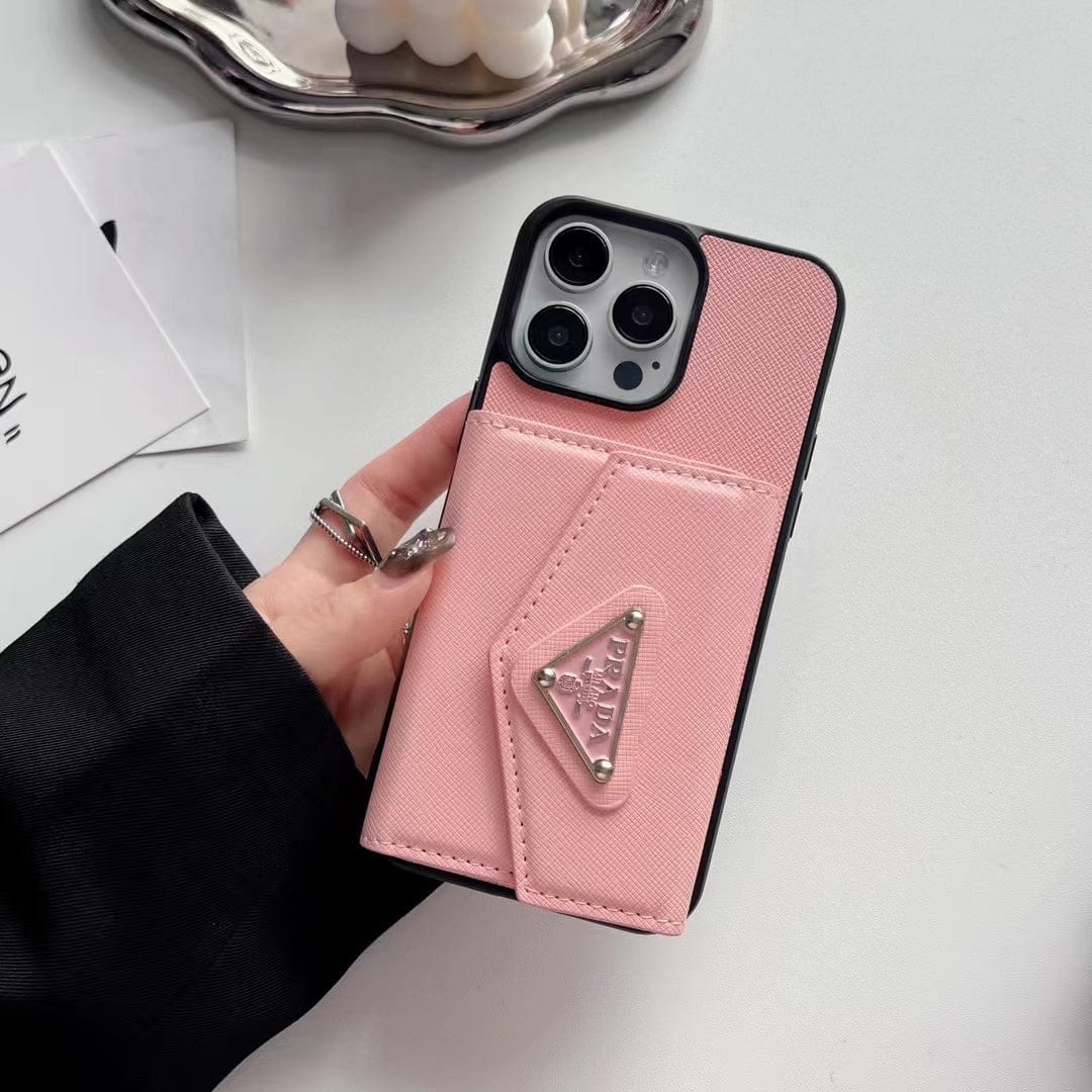 CherifCrochet Prada-Inspired Designer iPhone Case with Card Holder – Available for iPhone 13 to iPhone 16