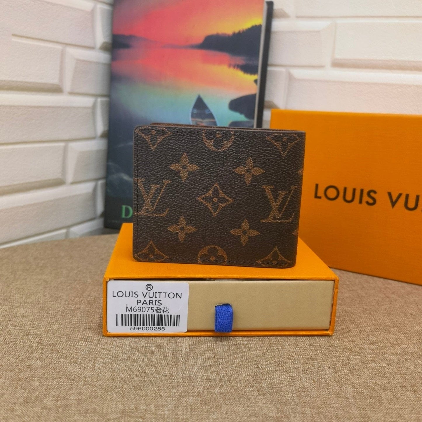 Ibesal Jewelry Black Leather Louis Vuitton Wallet With Gray Monogram